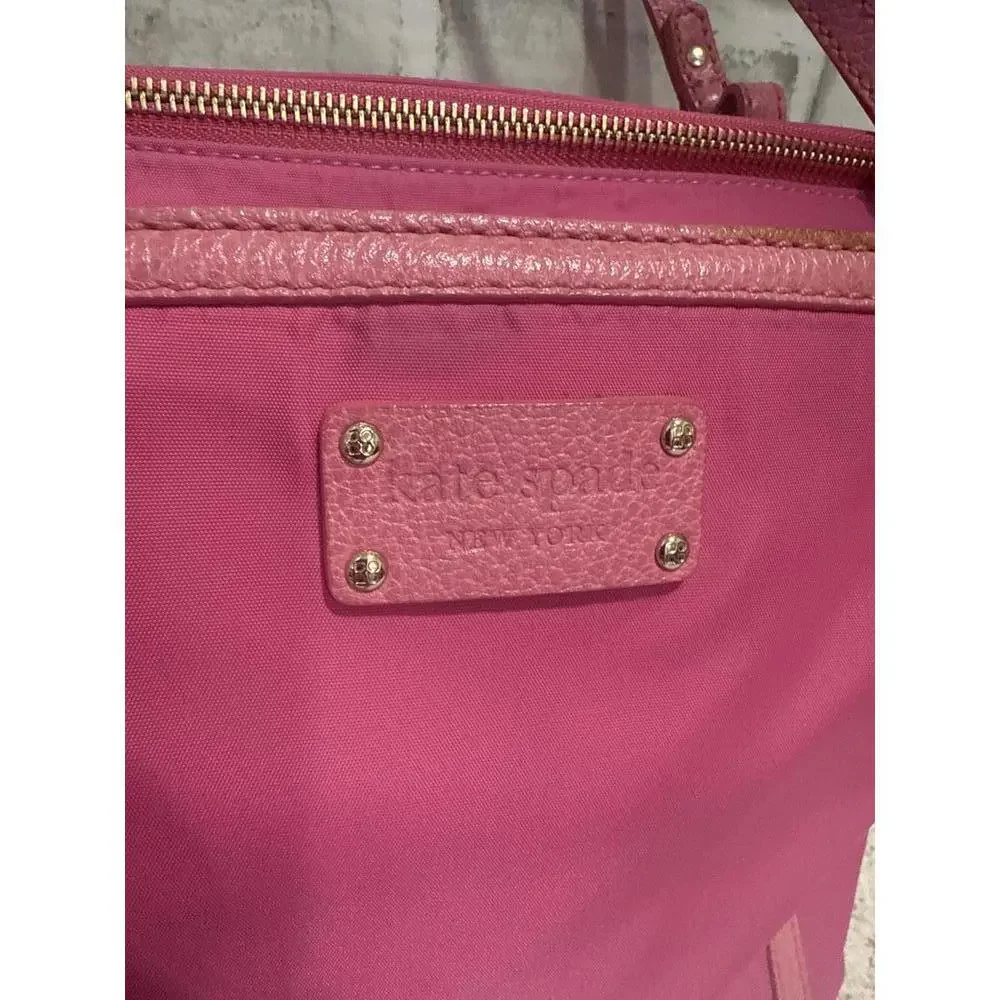 Kate Spade Union Street Opus Tote Bag in Fuchsia Pink Nylon with Leather Trim
